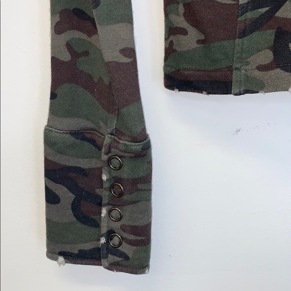 WET SEAL Distressed Camo Print Snap Button Crop Blazer Jacket VINTAGE Y2K S - Picture 7 of 8